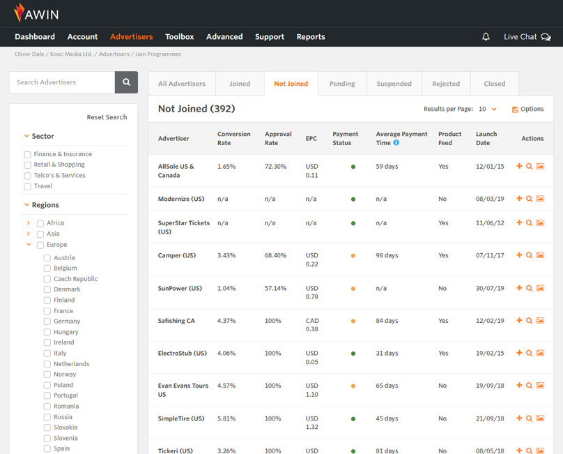 Awin Dashboard