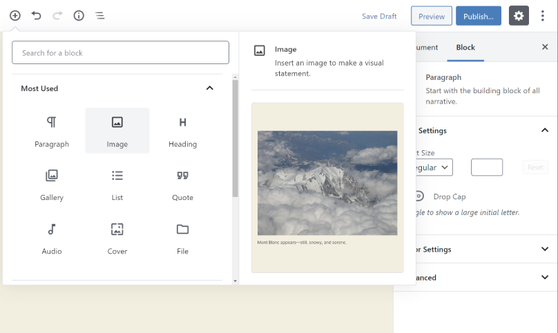 Block preview