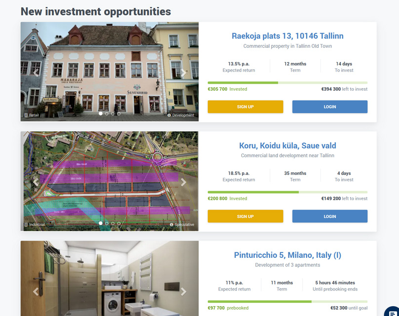 Example investment opportunities