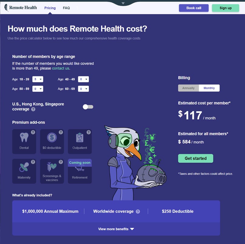 Use the price calculator to work out how much your coverage will cost