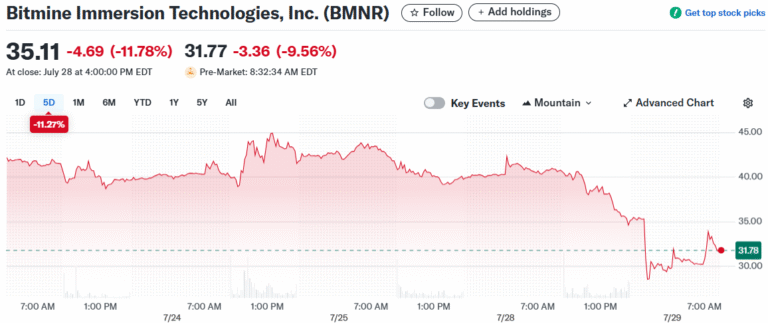 Bitmine Immersion Technologies Bmnr Stock Share Price Tumbles 27